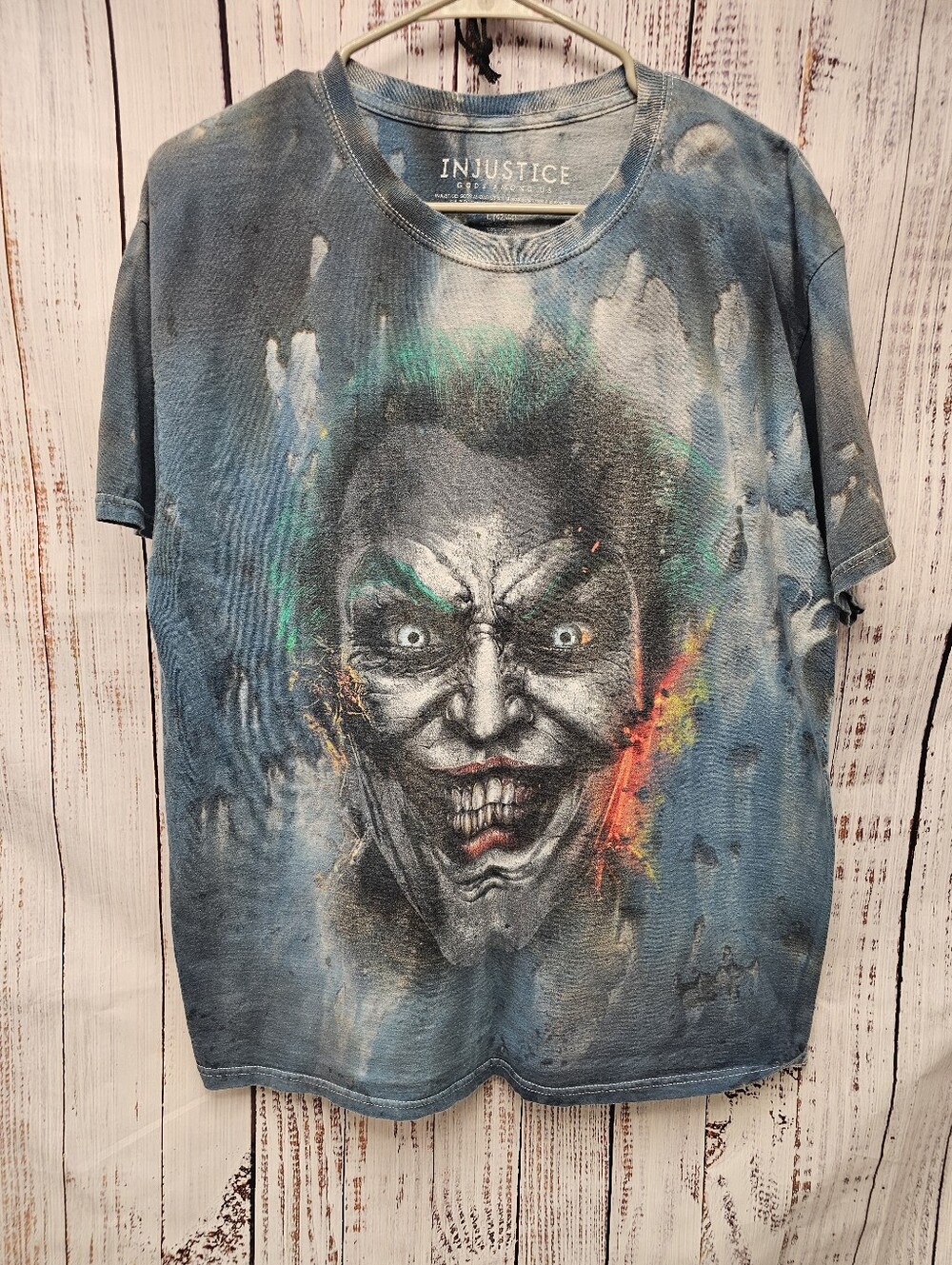 Injustice Gods Among Us Joker Acid Wash Graphic T-Shirt DC Comics Men's Size L